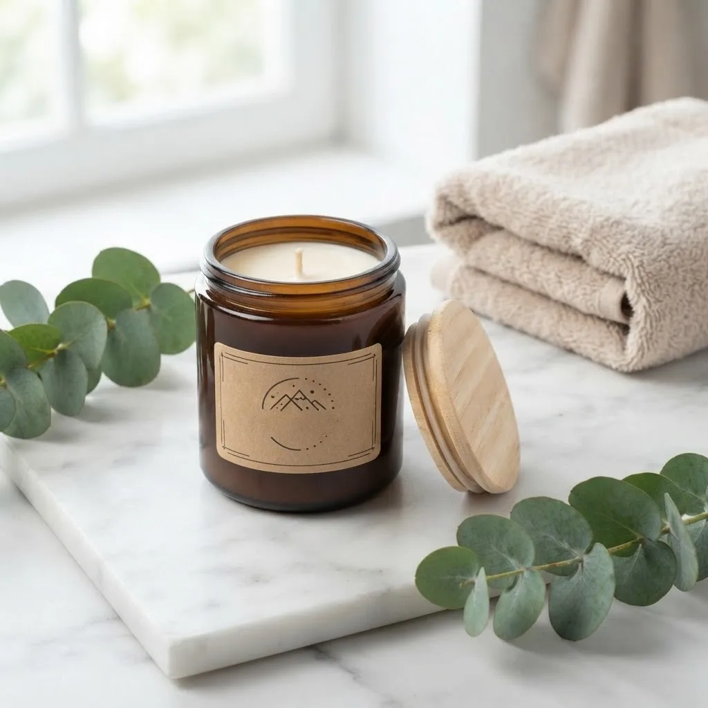 Zdjęcie produktowe AI — Świeca sojowa, scena 2