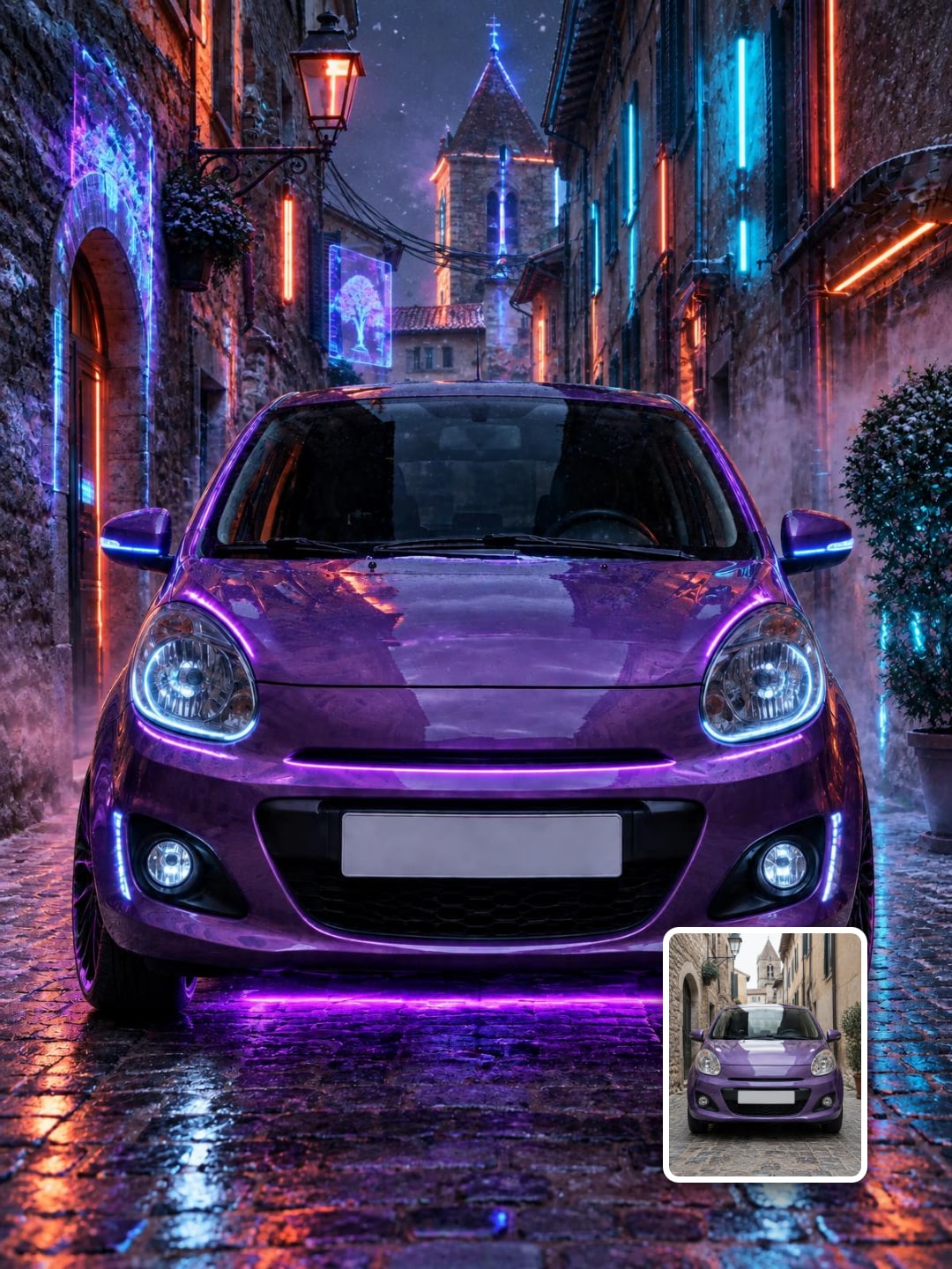 Auto w stylu cyberpunk — prompt AI — przykładowy efekt promptu (4)