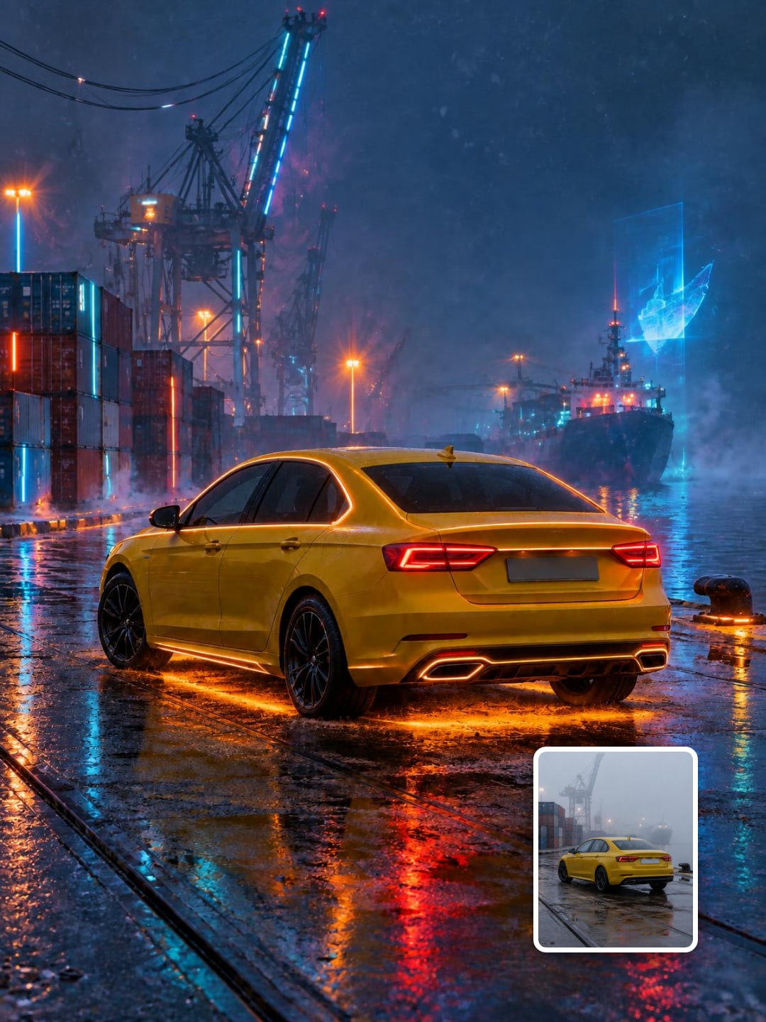 Auto w stylu cyberpunk — prompt AI — przykładowy efekt promptu (5)