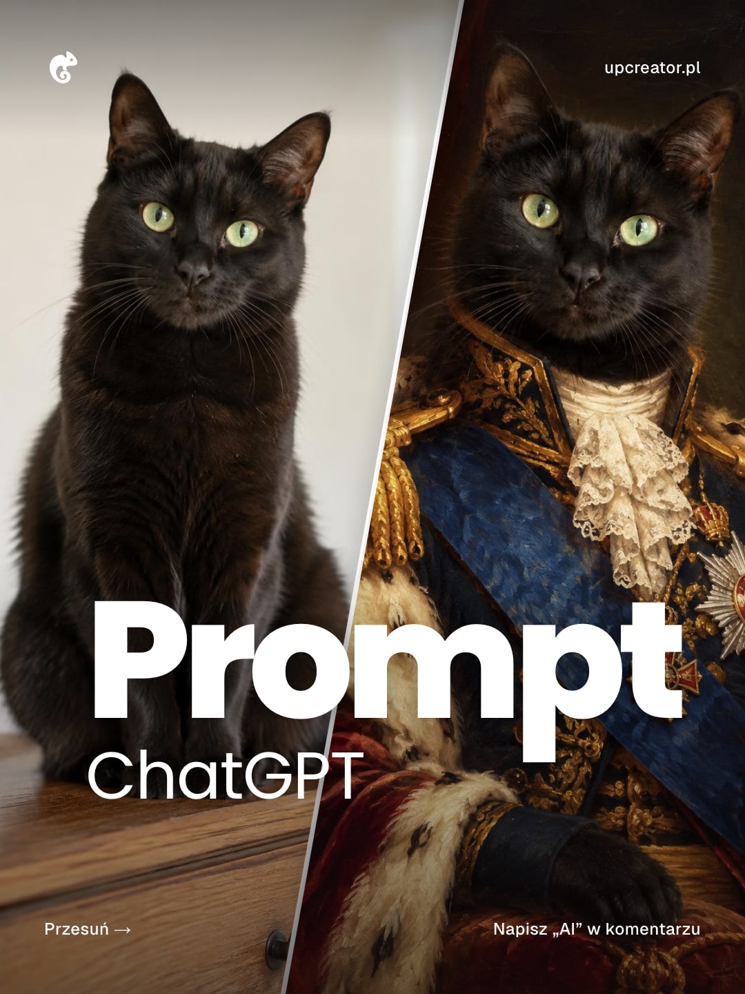 Królewski portret pupila — prompt — przykładowy efekt promptu