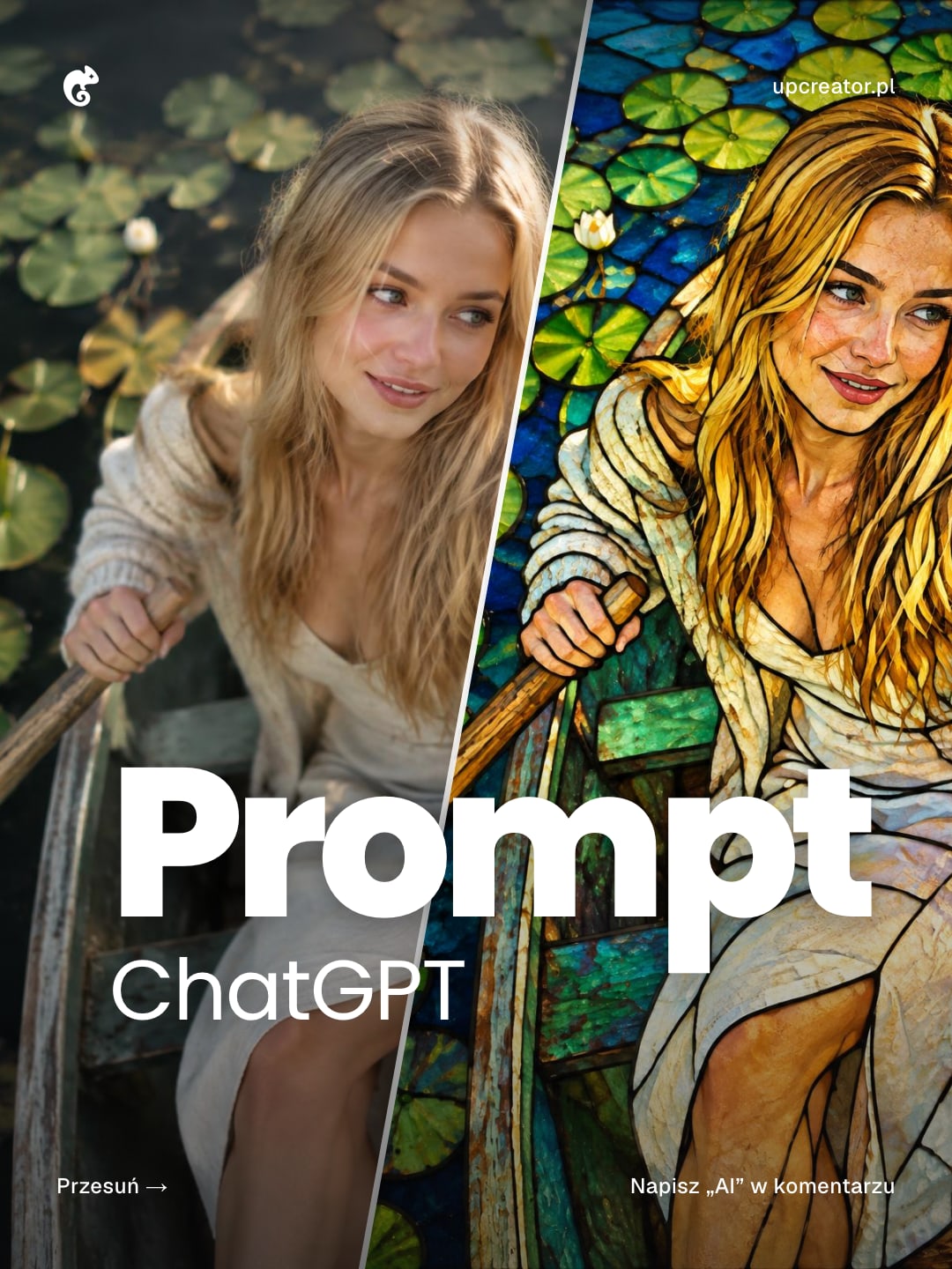 Witraż ze zdjęcia — prompt AI — przykładowy efekt promptu