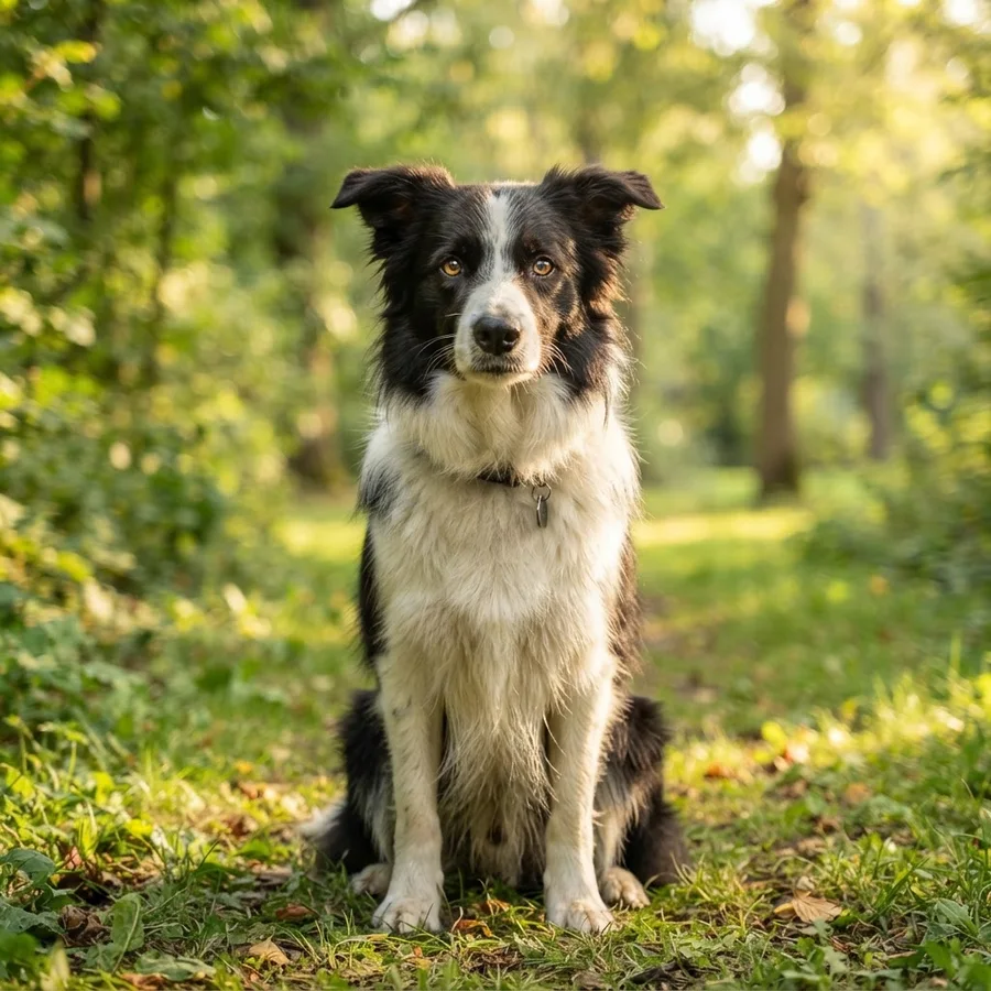Usuwanie rozmycia AI — ostre zdjęcie border collie w parku